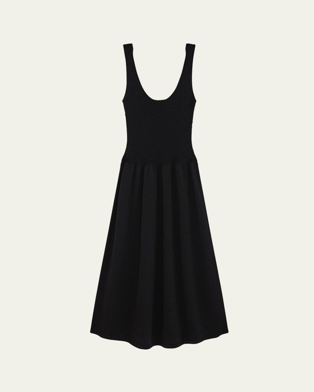 Textured Drop-Waist Midi Dress